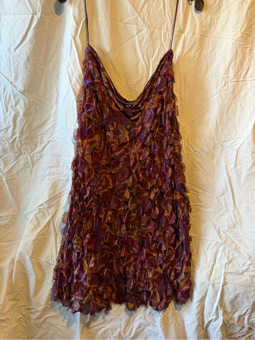 Ralph Lauren Plum & Olive Floral Ruffle Mini Dress